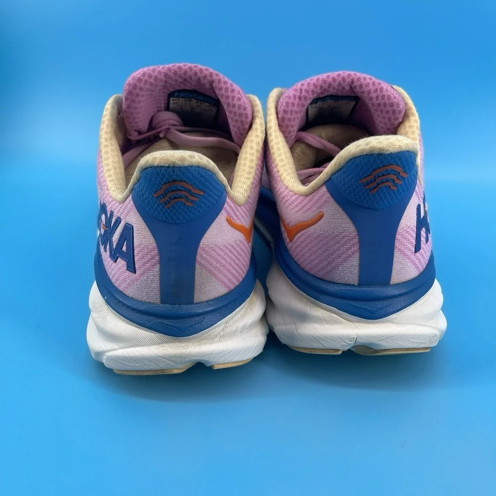 HOKA Clifton 9 Women's Pink Blue Running Shoes Size 8 US 40 EU